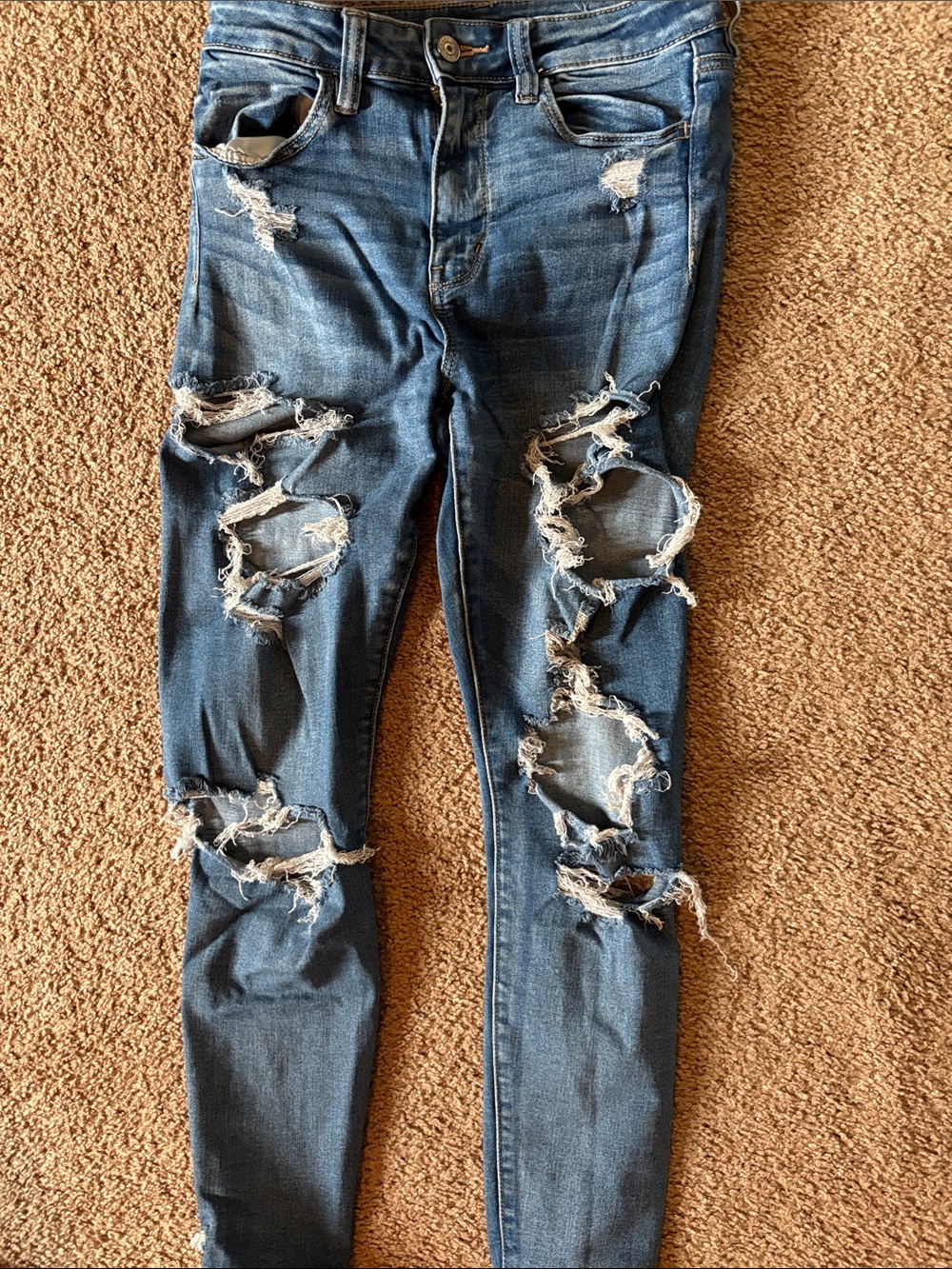 American Eagle Outfitters Women's Ripped Skinny Jeans - Blue